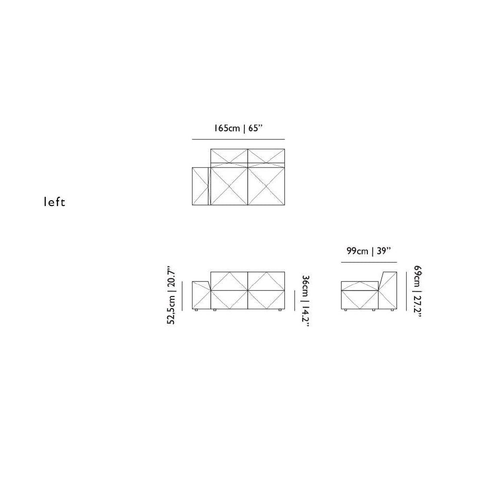 BFF Modular Sofa - Double Element Single Armrest Low