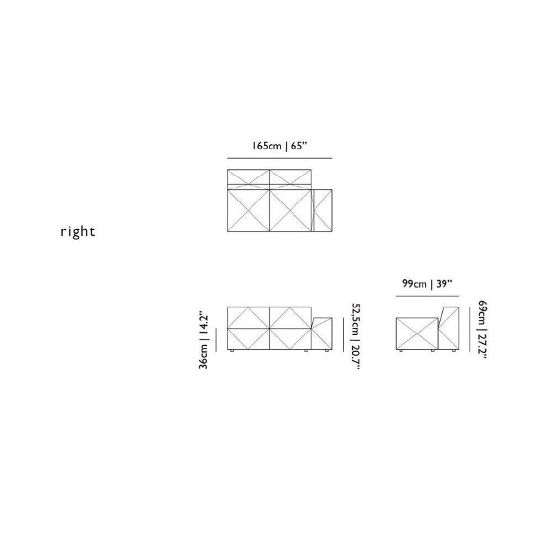 BFF Modular Sofa - Double Element Single Armrest Low