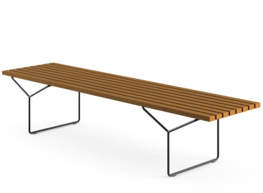 Bertoia Bench Benches Knoll Black Painted Base - Teak Slats 