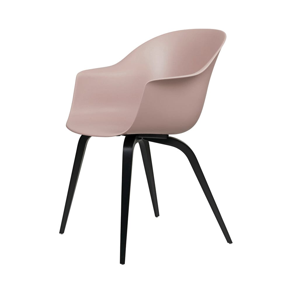 Bat Wood Base Dining Chair - Unupholstered Chairs Gubi Black Stained Beech Semi Matt Lacquered Sweet Pink 