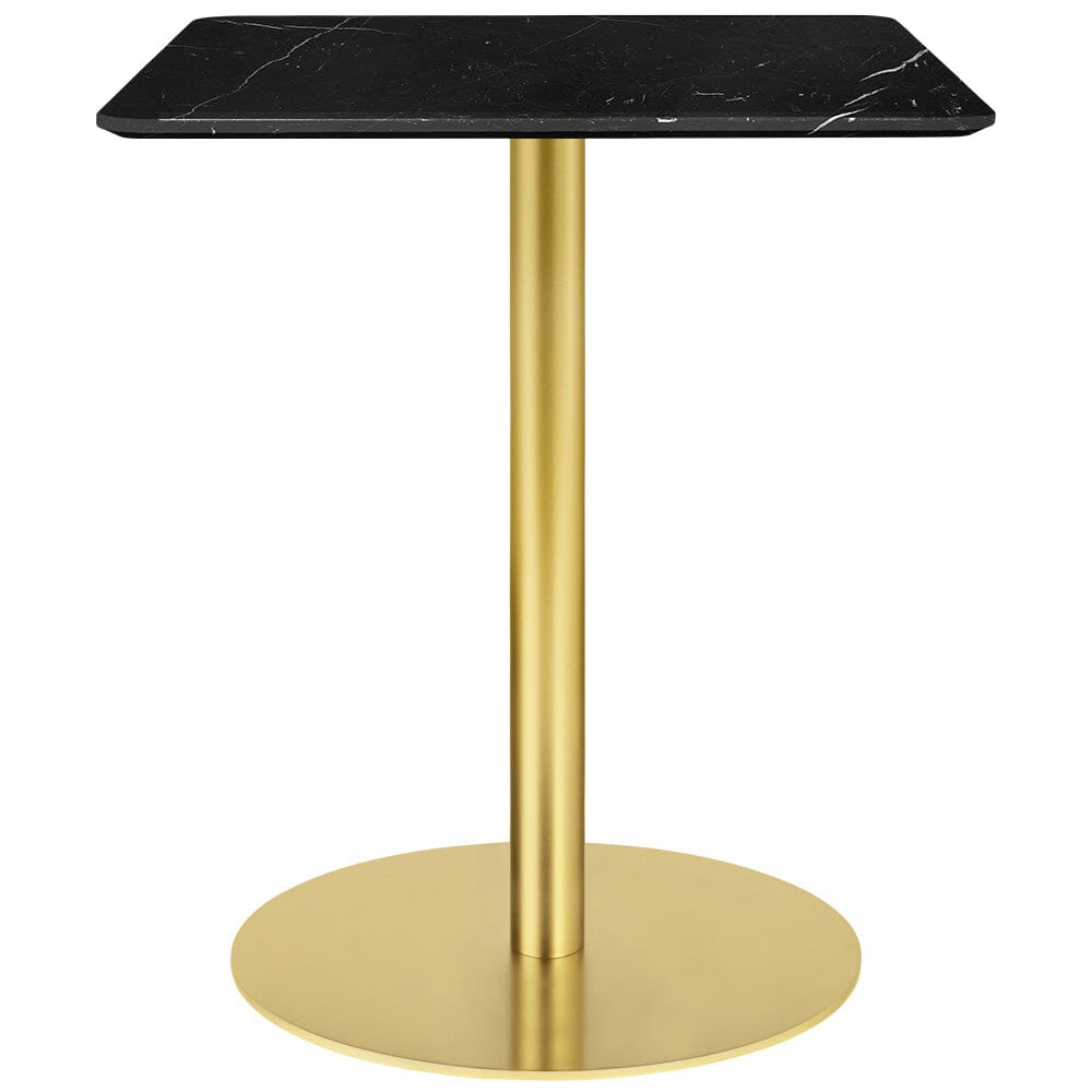 1.0 Square Dining Table Dining Tables Gubi 23.6" L x 23.6" W x 28.1" H Brass base Black Marble