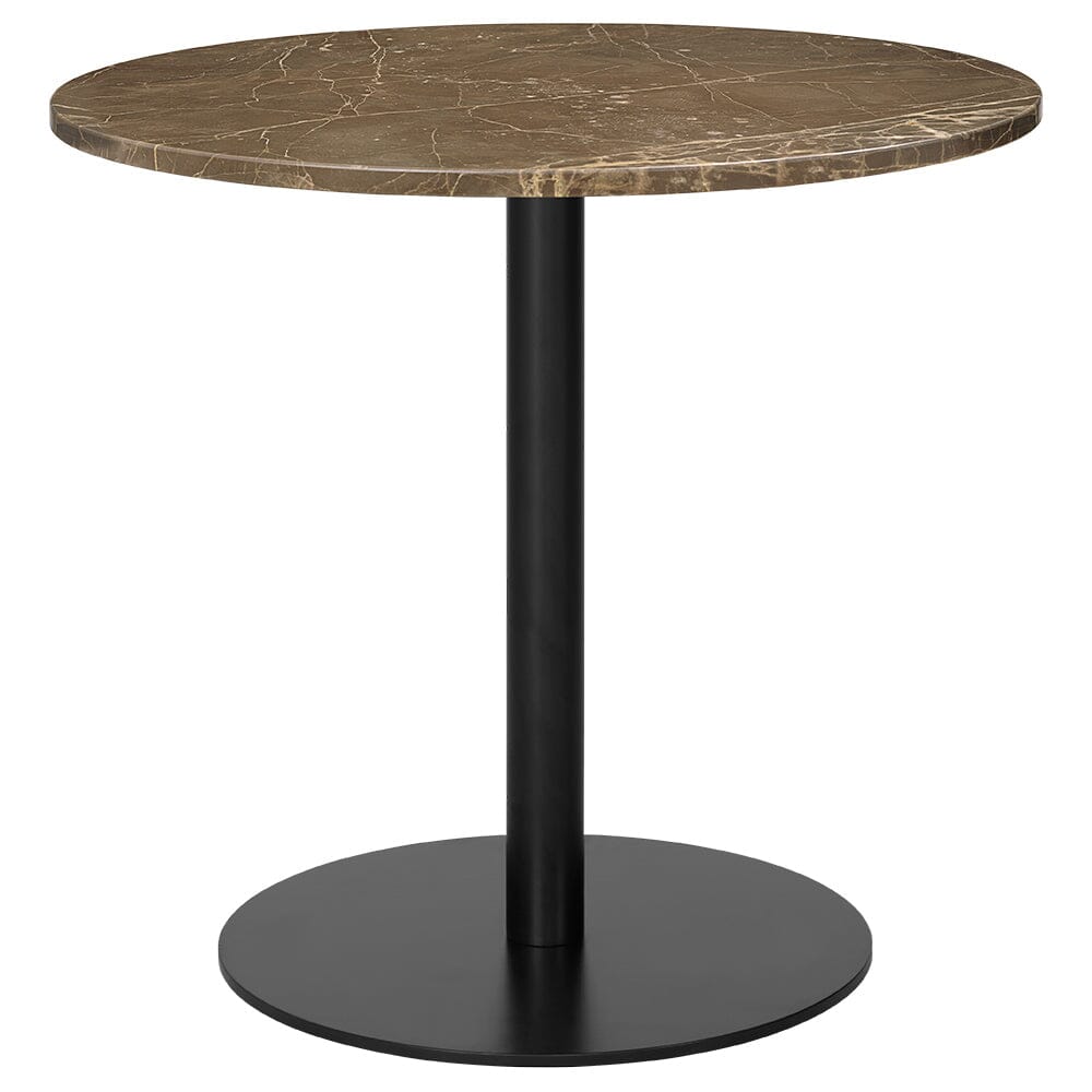 1.0 Round Dining Table Dining Tables Gubi Small Black base Brown Emperador Marble