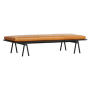 Level Daybed Beds Woud Black Painted Oak Without Pillow Cognac Leather