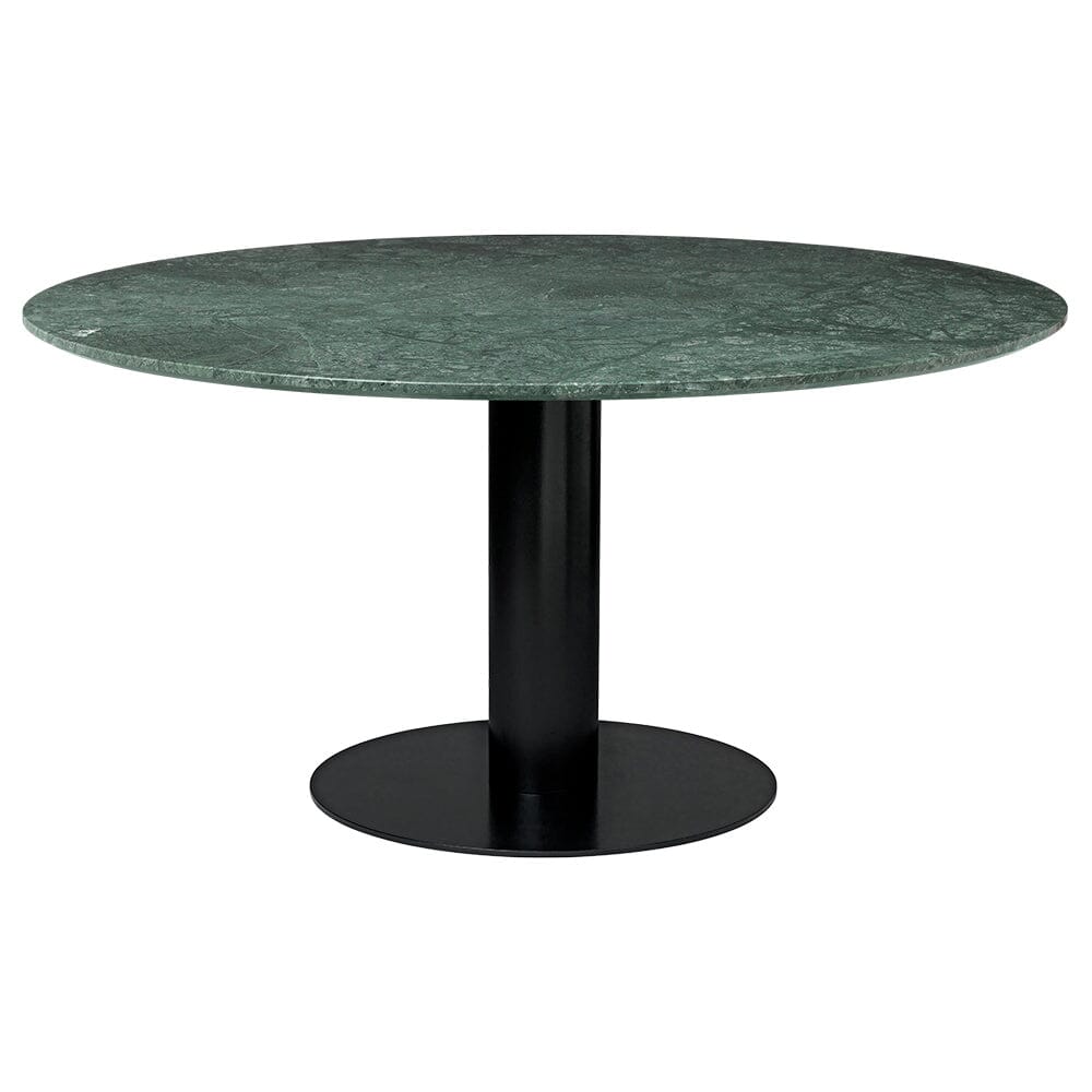 2.0 Round Dining Table Dining Tables Gubi Small Black base Green Guatemala Marble