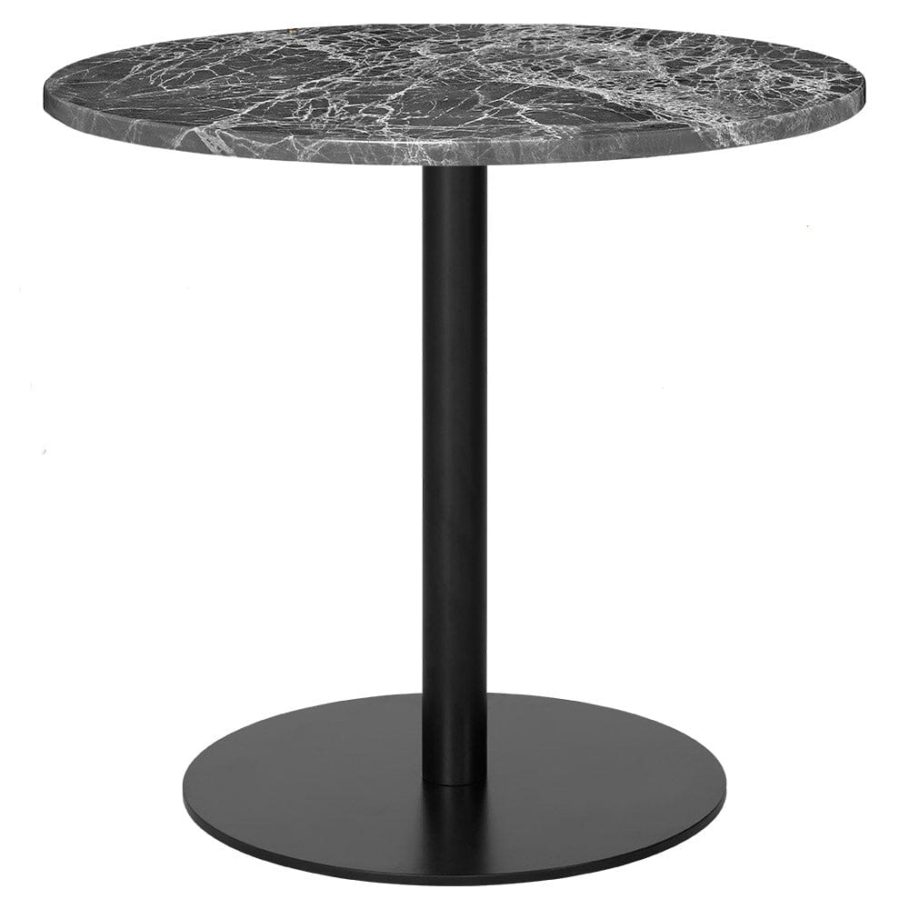 1.0 Round Dining Table Dining Tables Gubi Small Black base Grey Emperador Marble