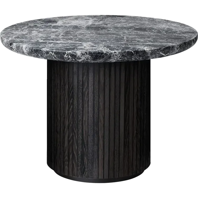 Moon Coffee Table - Wood Top Tables Gubi Brown/Black Stained Veneer Oak Lacquered Grey Emperador Marble Small (60 x H45 cm)