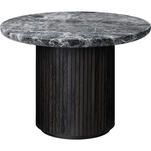 Moon Coffee Table - Wood Top Tables Gubi Brown/Black Stained Veneer Oak Lacquered Grey Emperador Marble Small (60 x H45 cm)