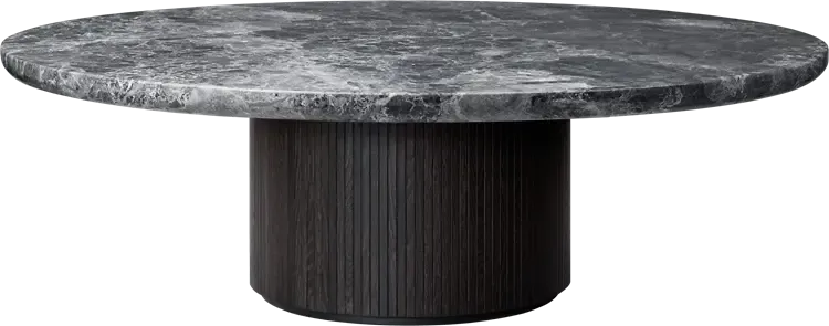 Moon Coffee Table - Wood Top Tables Gubi Brown/Black Stained Veneer Oak Lacquered Grey Emperador Marble Large (150 x H45 cm)