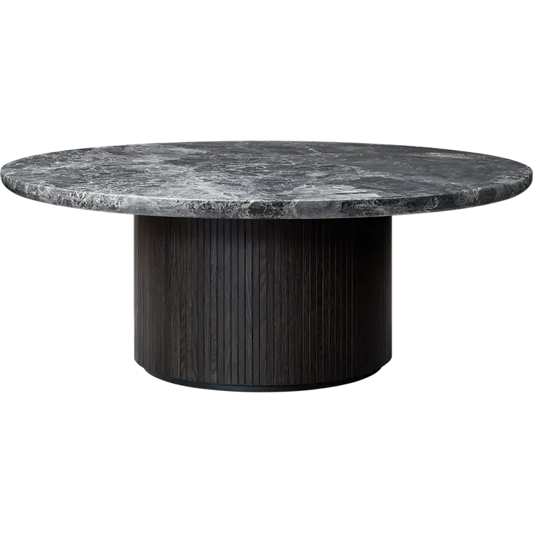 Moon Coffee Table - Wood Top Tables Gubi Brown/Black Stained Veneer Oak Lacquered Grey Emperador Marble Medium (120 x H45 cm)