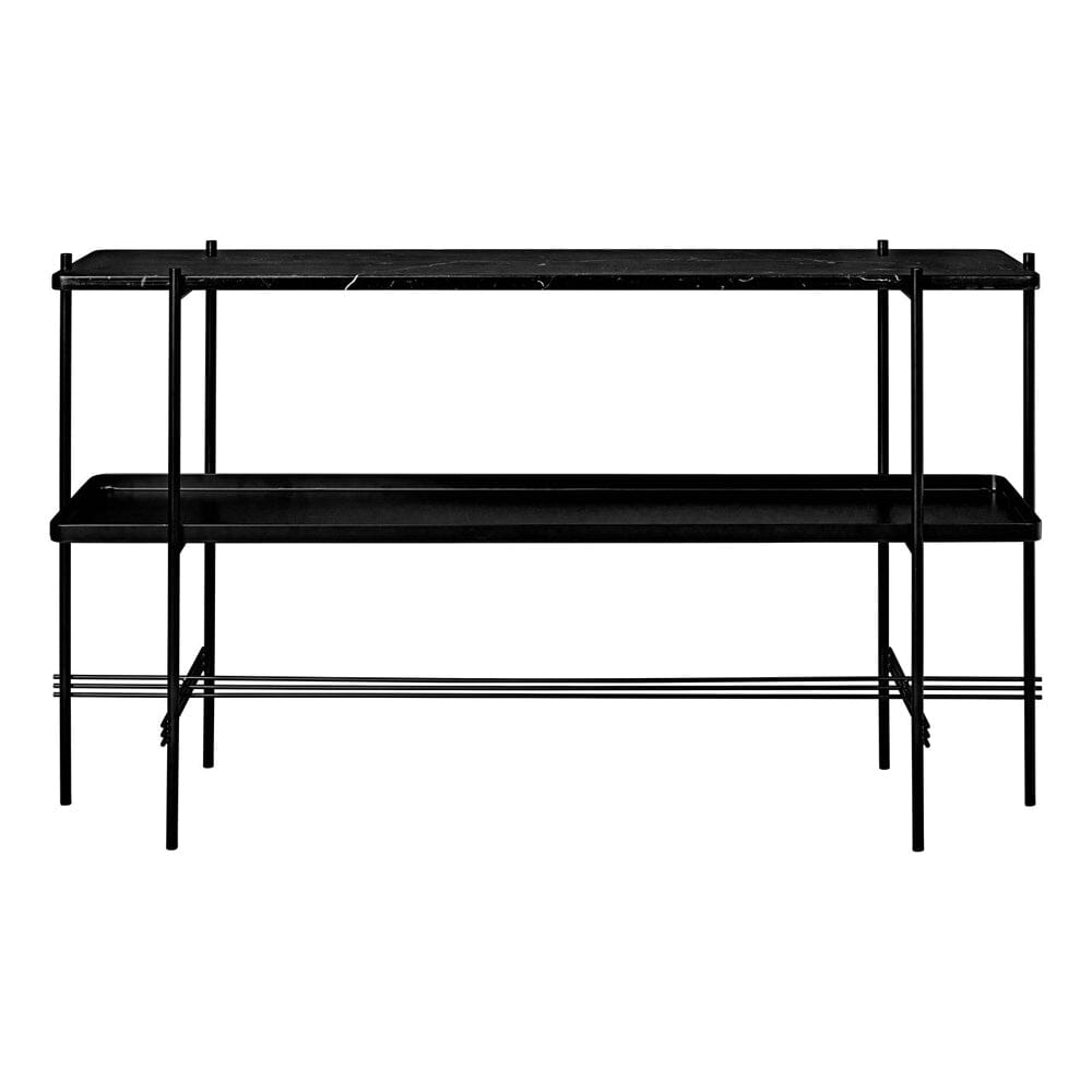 TS Console 2 Rack Table with Tray- 120 x 30 cm Console Table GUBI Black Marquina Marble 