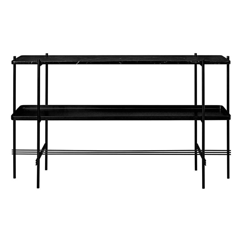 TS Console 2 Rack Table with Tray- 120 x 30 cm Console Table GUBI Black Marquina Marble 