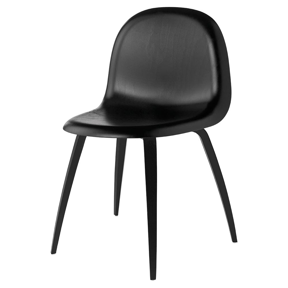 3D Dining Chair - Wood Base Dining Chair Gubi Black Stained Beech 