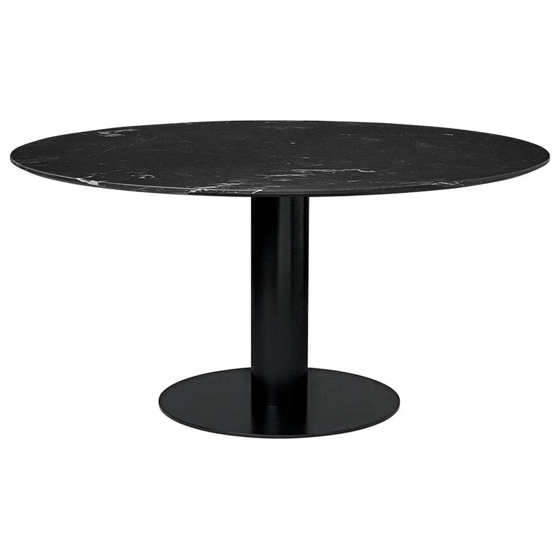 2.0 Round Dining Table Dining Tables Gubi Small Black base Black Marquina Marble