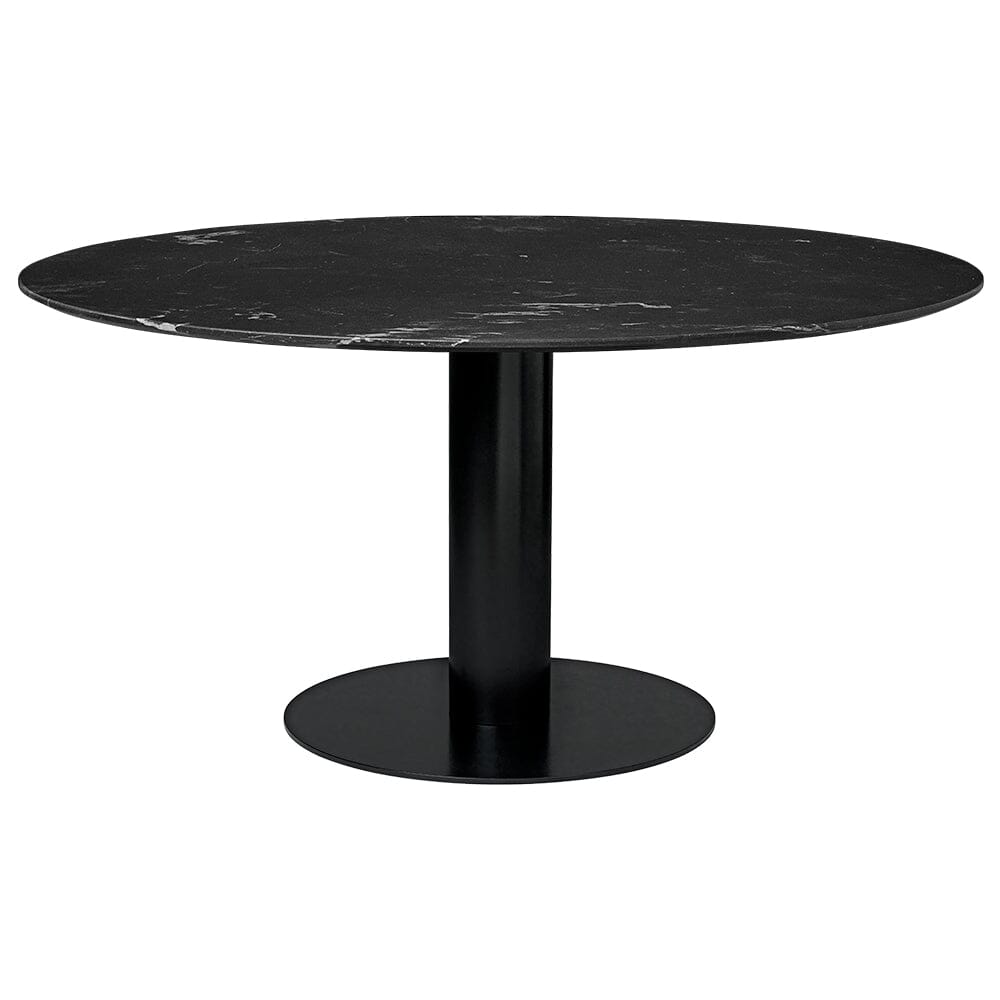 2.0 Round Dining Table Dining Tables Gubi Small Black base Black Marquina Marble