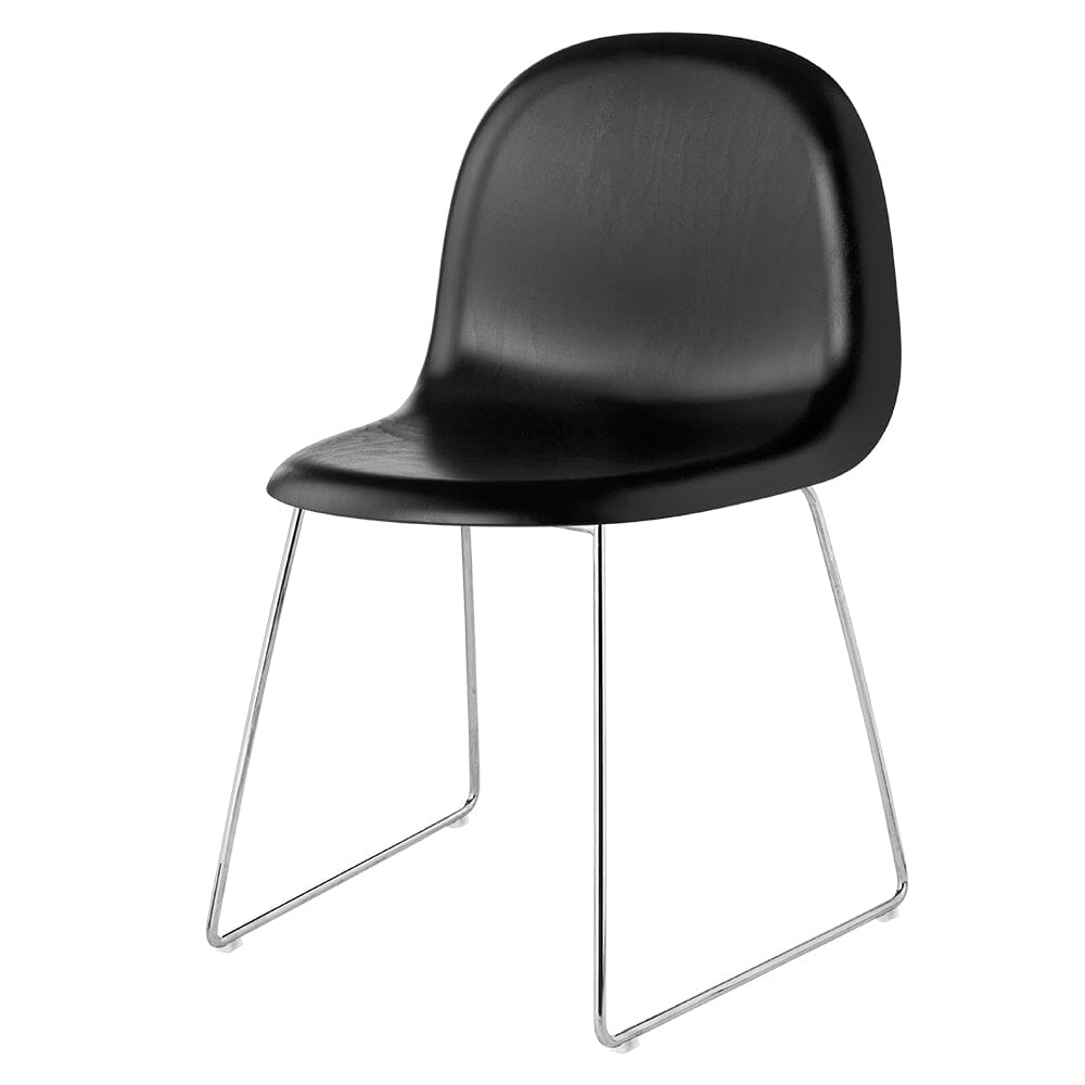 3D Dining Chair - Sledge Base Dining Chair Gubi Black Stained Beech 