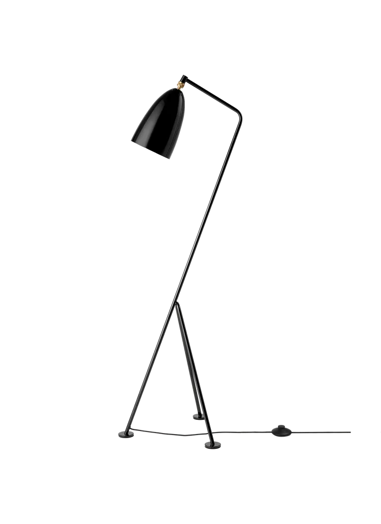 Grashoppa Floor Lamp Floor Lamps Gubi Black Glossy 