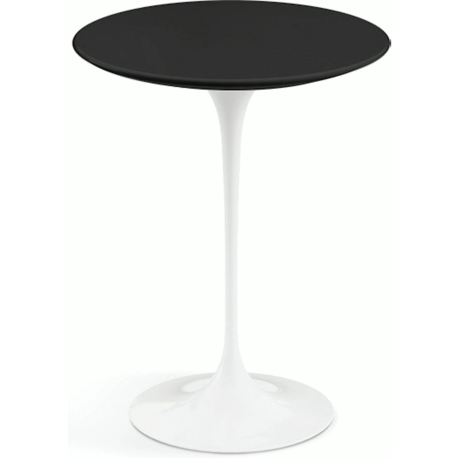 Saarinen Side Table - 16" Round side/end table Knoll White Black laminate, Satin finish 