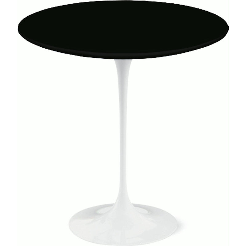 Saarinen Side Table - 20” Round side/end table Knoll White Black laminate, Satin finish 