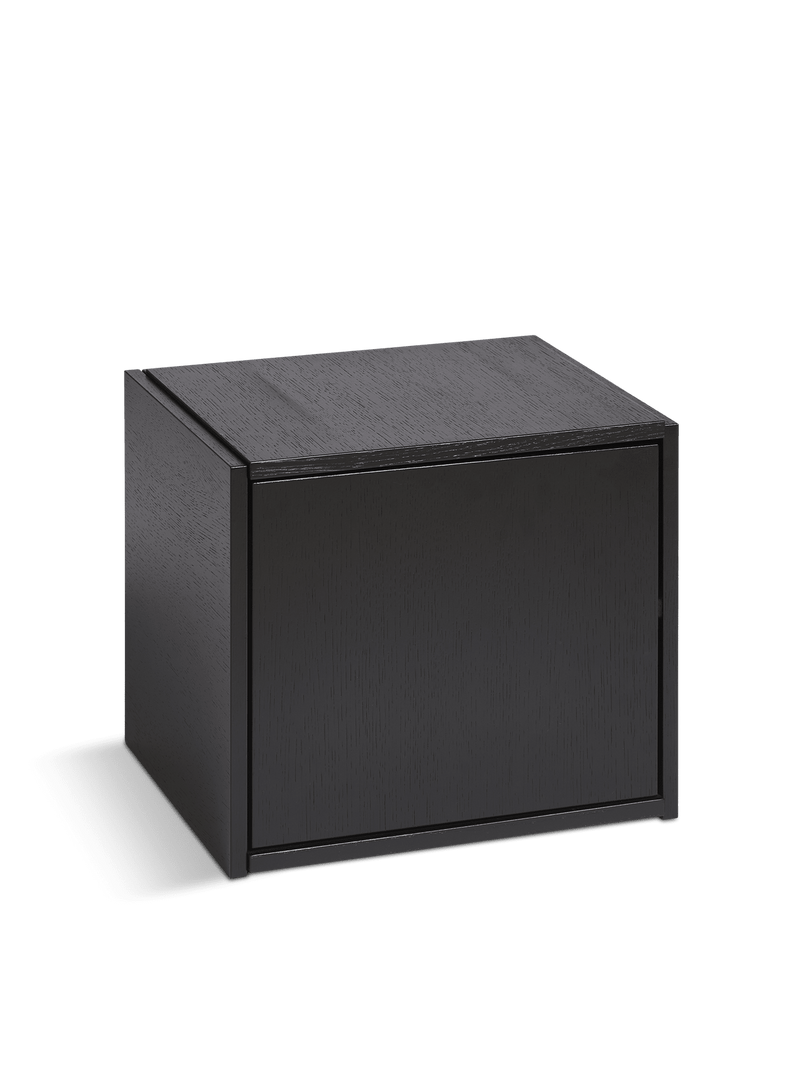 Bricks Cube storage Woud Cube (Door Left) Black Painted Oak 
