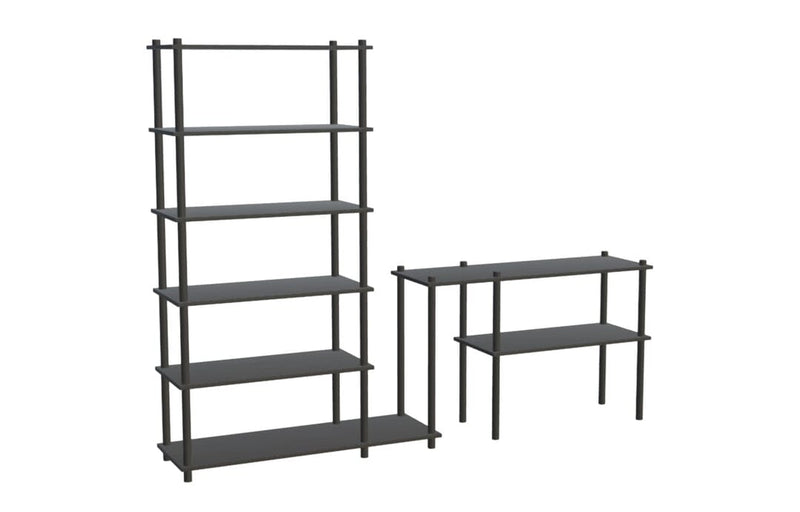 Elevate Shelving System Modular Accessories Woud Configuration 13 Black Painted Oak 