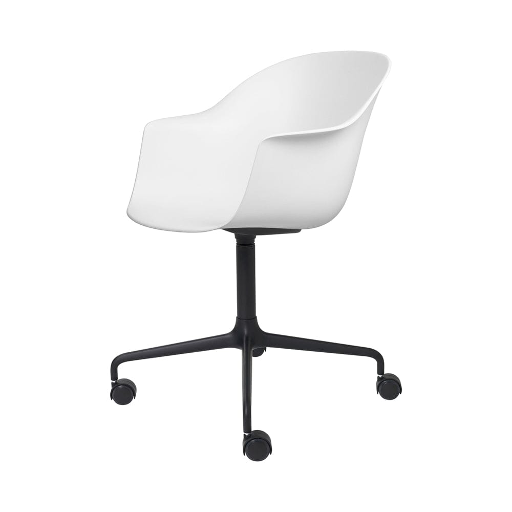 Bat Meeting Chair 4-Star Base with Castors Chairs Gubi Black Matt Alabaster White 