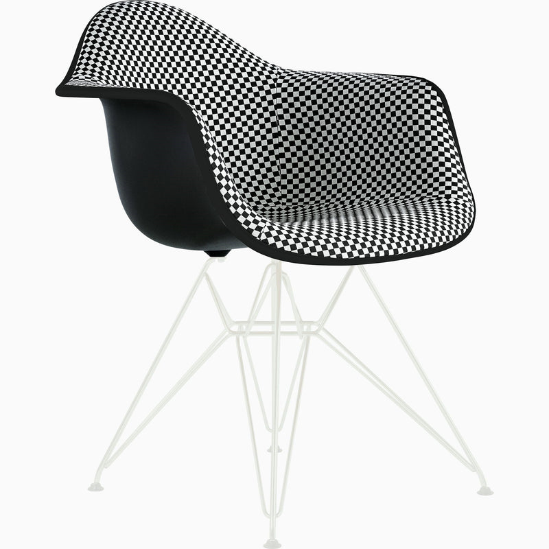 Eames Molded Plastic Upholstered Arm Chair with Wire Base Side/Dining herman miller 