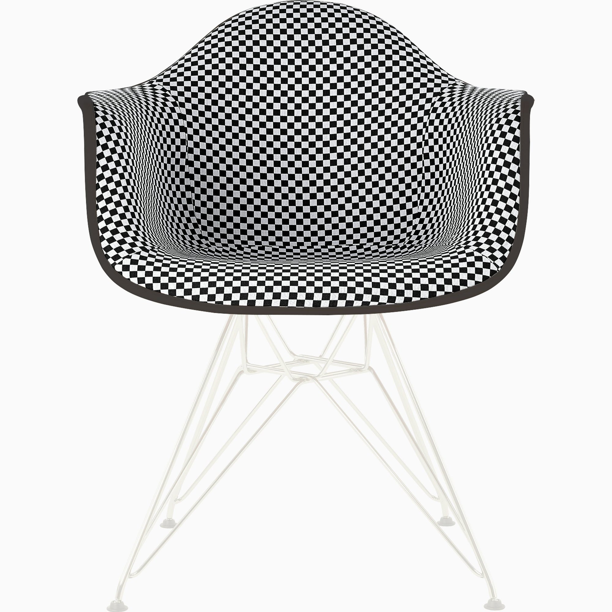 Eames Molded Plastic Upholstered  Arm Chair with Wire Base