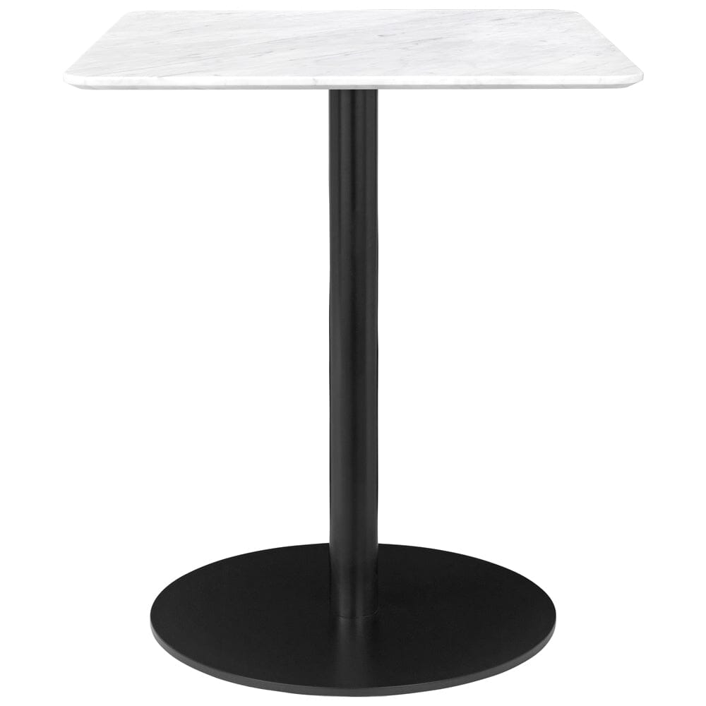 1.0 Square Dining Table Dining Tables Gubi 23.6" L x 23.6" W x 28.1" H Black base White Marble