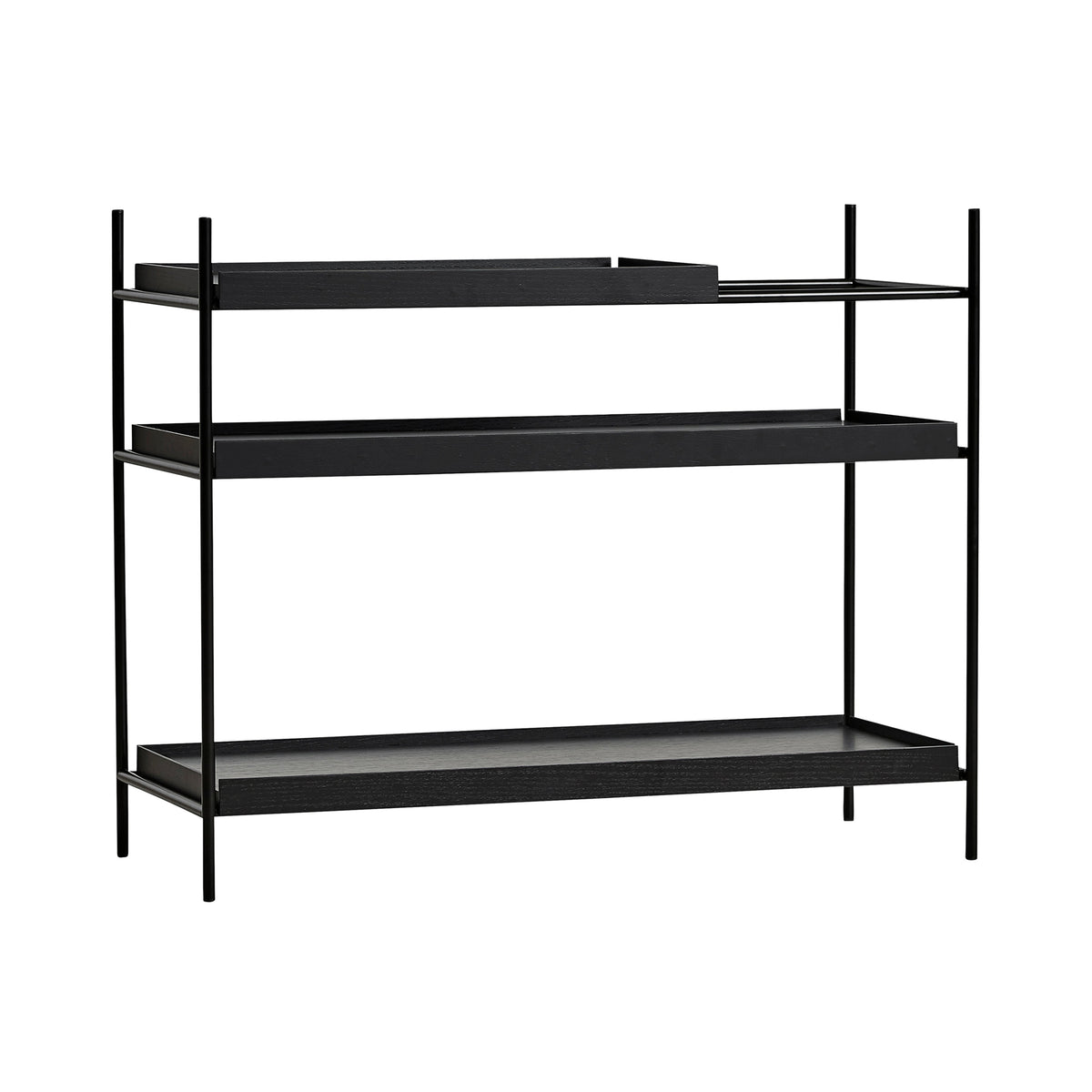 Tray Shelf - Low Shelves Woud 1 Short Black + 2 Wide Black 