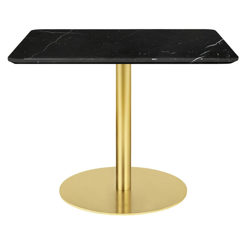 1.0 Square Lounge Table Dining Tables Gubi 23.6"W x 23.6"H x 23.6"D Brass base Black Marble