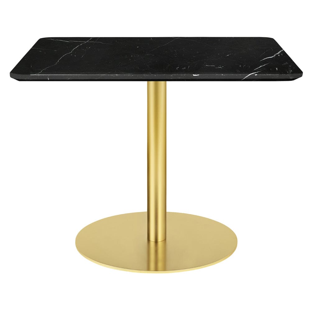 1.0 Square Lounge Table Dining Tables Gubi 23.6"W x 23.6"H x 23.6"D Brass base Black Marble