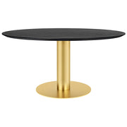 2.0 Round Dining Table Dining Tables Gubi Small Brass base Black Stained Ash