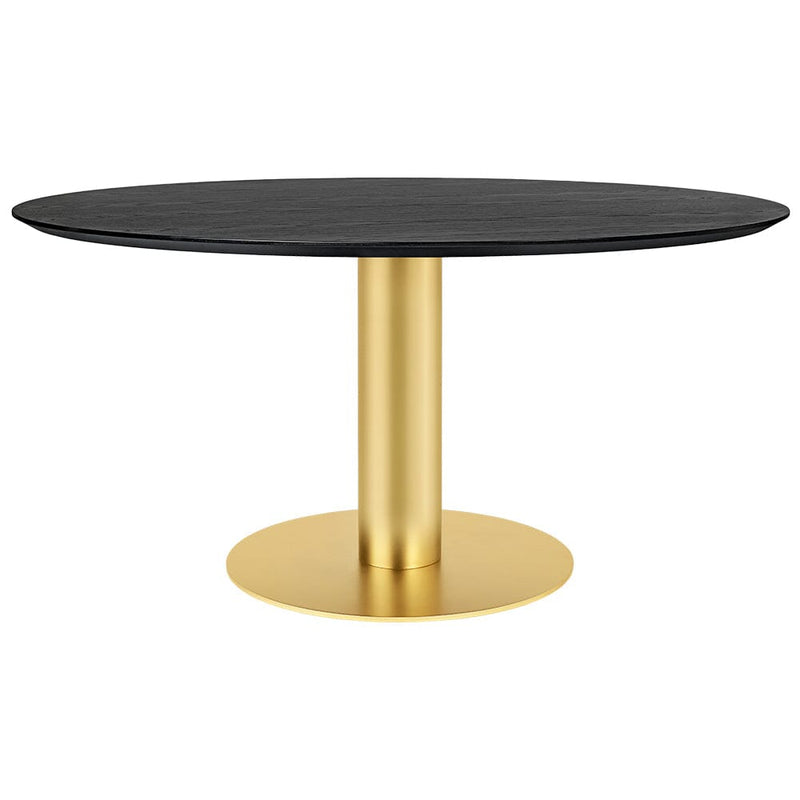 2.0 Round Dining Table Dining Tables Gubi Small Brass base Black Stained Ash