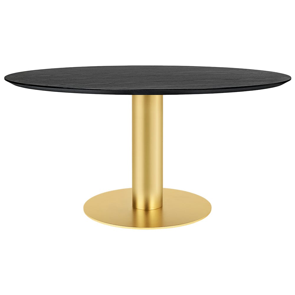 2.0 Round Dining Table Dining Tables Gubi Small Brass base Black Stained Ash