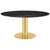 2.0 Round Dining Table Dining Tables Gubi Small Brass base Black Marquina Marble