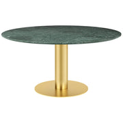 2.0 Round Dining Table Dining Tables Gubi Small Brass base Green Guatemala Marble
