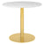 1.0 Round Dining Table Dining Tables Gubi Small Brass base White Carrara Marble