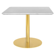 1.0 Square Lounge Table Dining Tables Gubi 23.6"W x 23.6"H x 23.6"D Brass base White Marble
