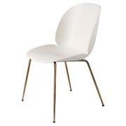 Beetle Dining Chair with Conic Base - Unupholstered Chairs Gubi Antique Brass Base Alabaster White 