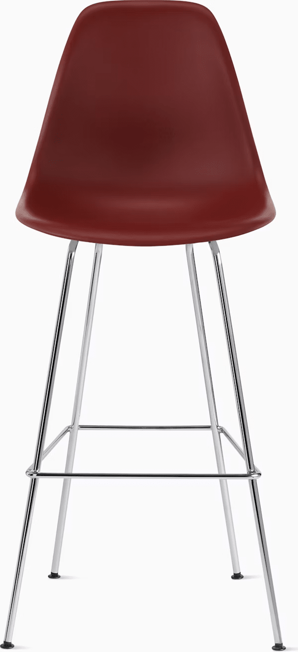 Eames Molded Plastic Counter Stool bar seating herman miller Brick Red Trivalent Chrome 