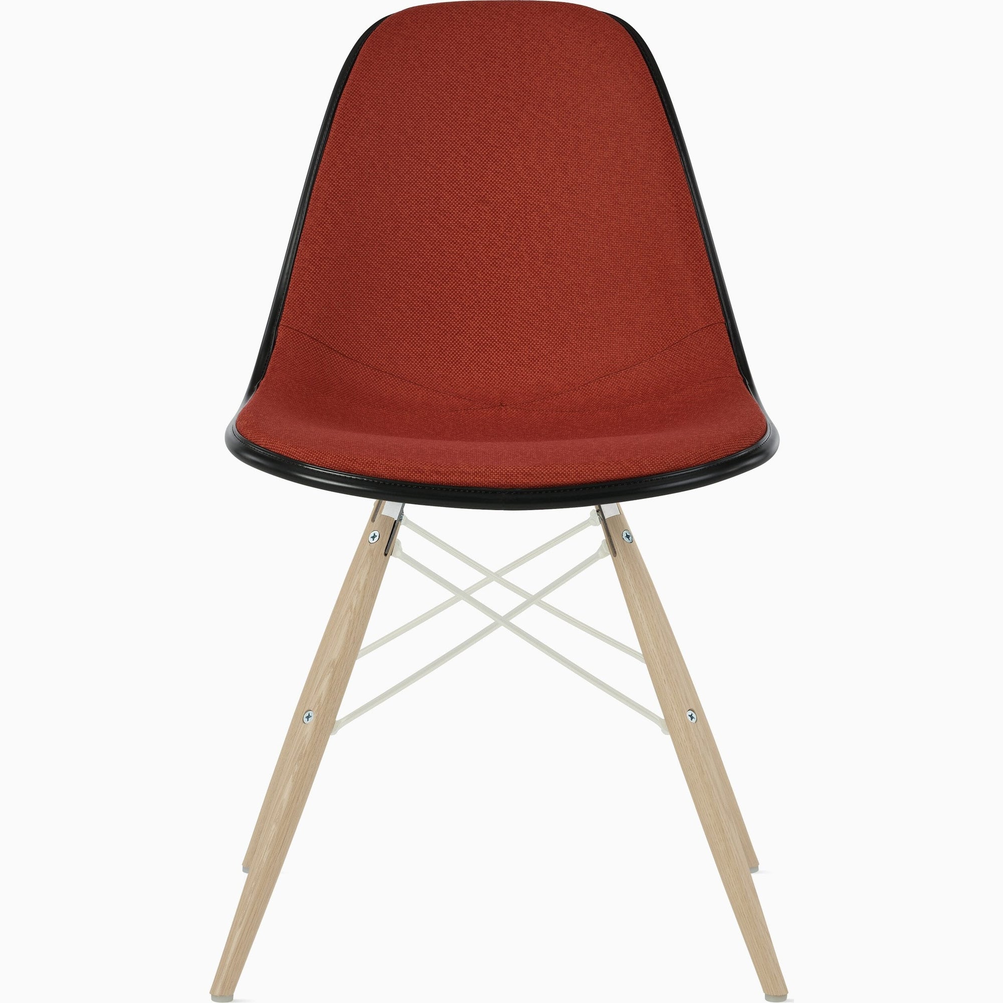 Eames Molded Plastic Upholstered Side Chair with Wood Dowel Base Side/Dining herman miller 