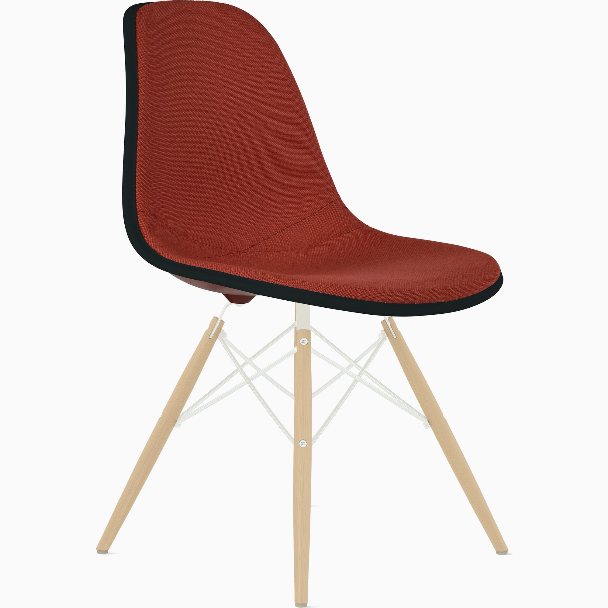 Eames Molded Plastic Upholstered Side Chair with Wood Dowel Base Side/Dining herman miller 