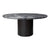 Moon Dining Table - Round Dining Tables Gubi 59.1" Dia x 28.7" H Brown/Black Stained Oak Veneer Base & Gray Marble Top 