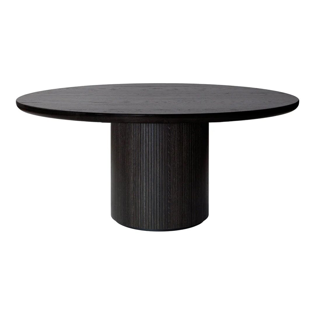 Moon Dining Table - Round Dining Tables Gubi 59.1" Dia x 28.7" H Brown/Black Stained Veneer Oak Lacquered 