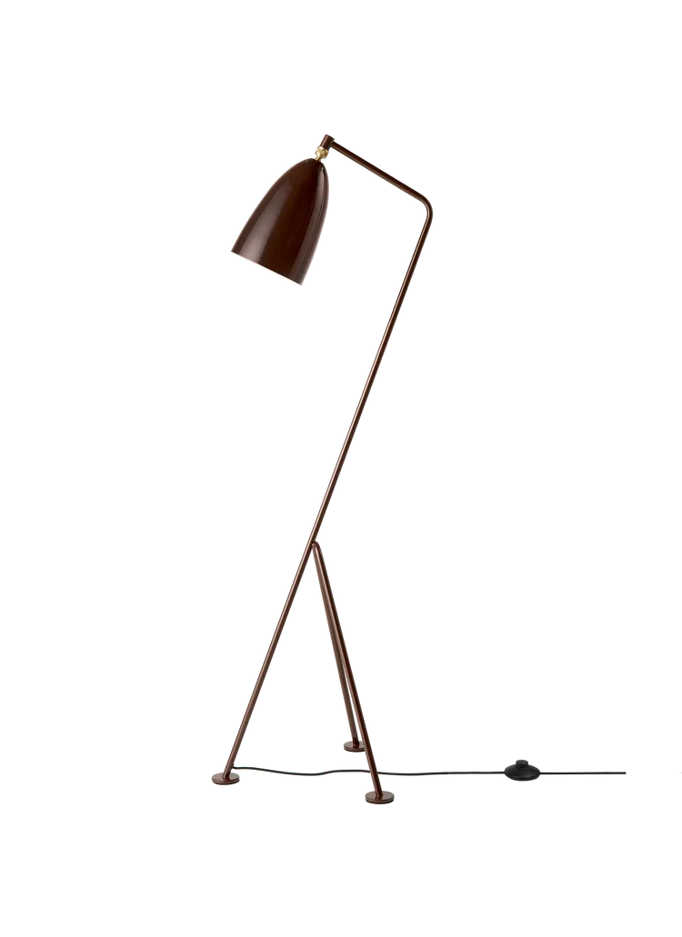 Grashoppa Floor Lamp Floor Lamps Gubi Walnut Brown Glossy 