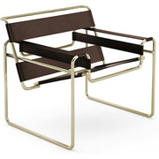 Wassily Chair - Gold lounge chair Knoll Belting Leather Dark Brown 