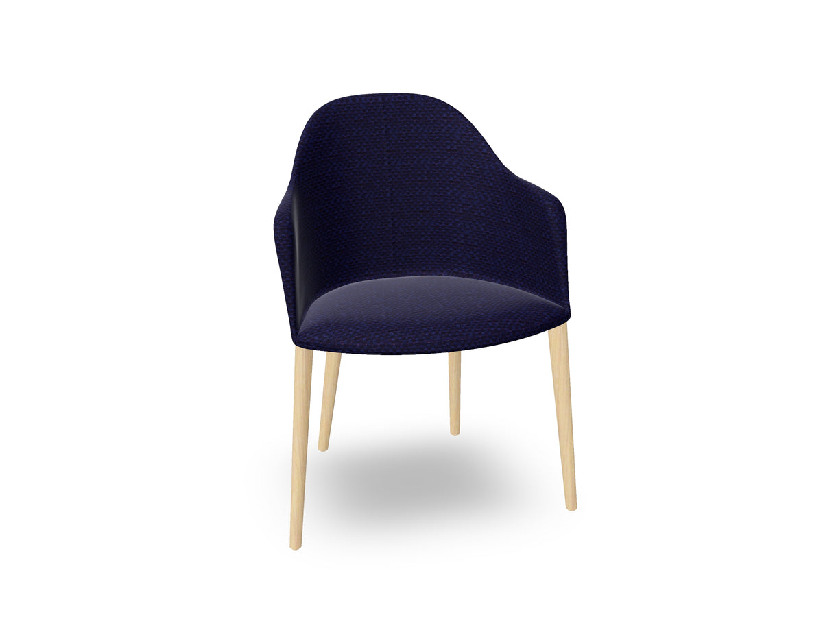 Cila Fully Upholstered Armchair with Timber Oak Four-leg Base