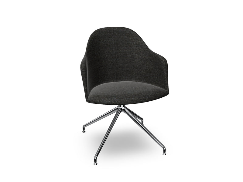 Cila Fully Upholstered Armchair With Swivel Trestle Base