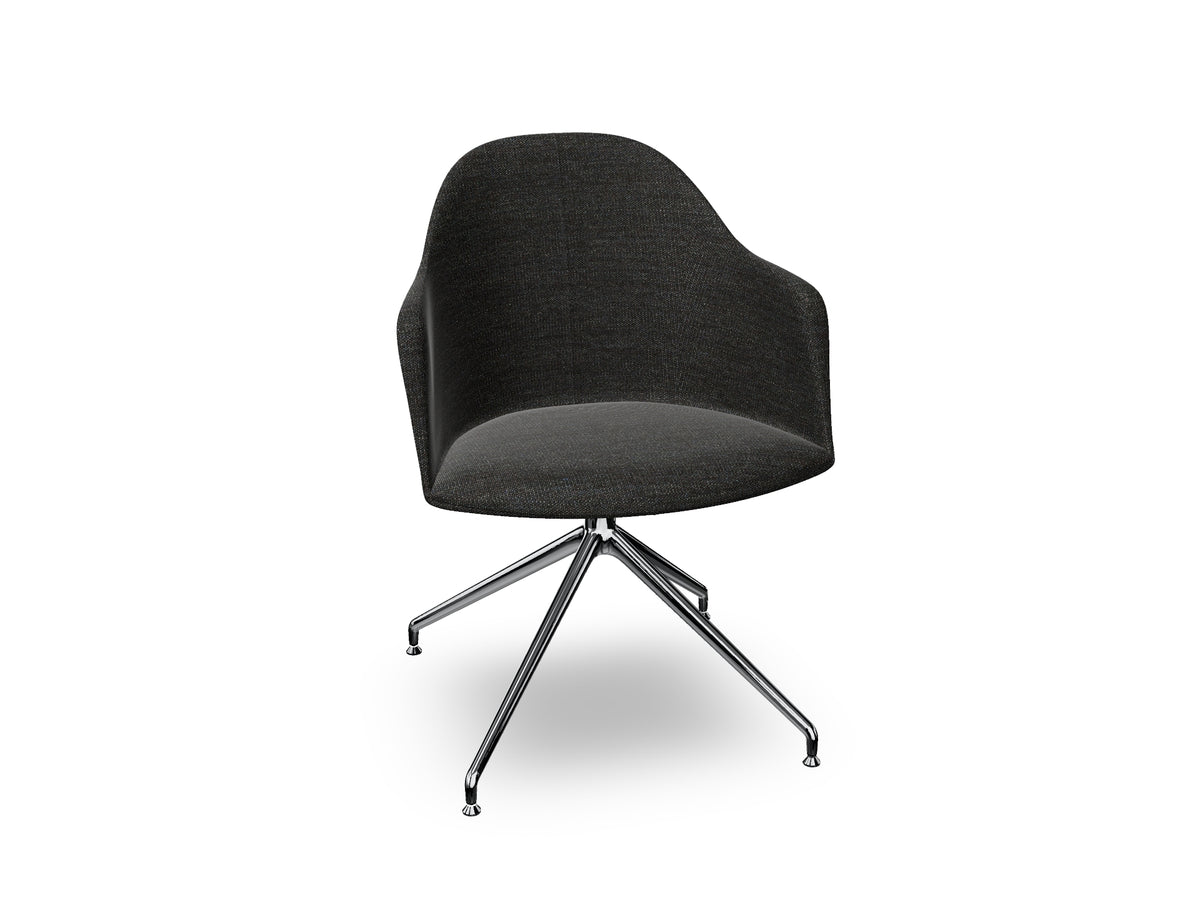 Cila Fully Upholstered Armchair With Swivel Trestle Base