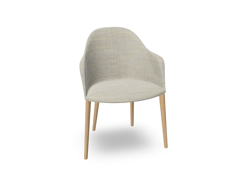 Cila Fully Upholstered Armchair with Timber Oak Four-leg Base